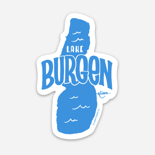 blue white Lake Burgen Minnesota shape sticker emblem decal