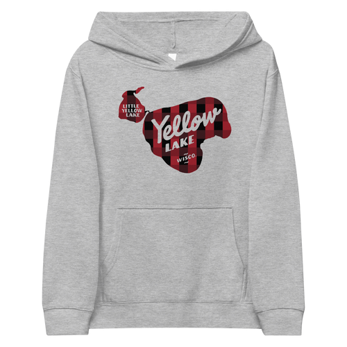 Kids Plaid Design of Yellow Lake Wisconsin-Grey Hoodie