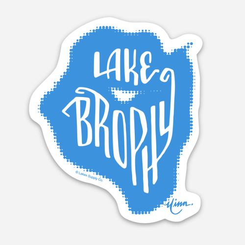 blue white Lake Brophy Minnesota shape sticker emblem decal