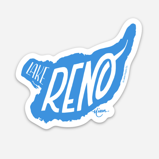 blue white Lake Reno Minnesota shape sticker emblem decal
