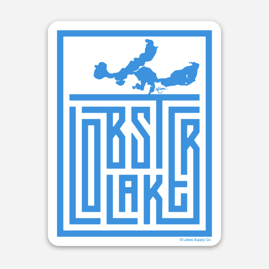 blue white Lobster Lake Minnesota shape sticker emblem decal