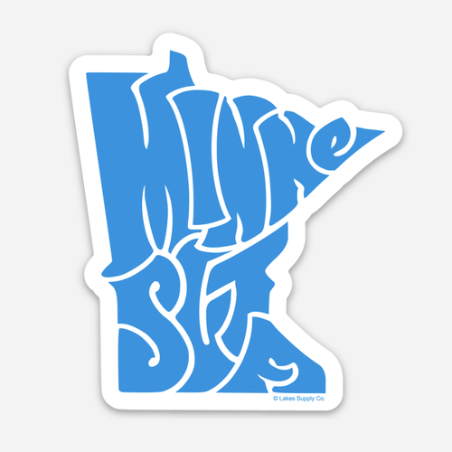 blue and white minnesota state shape sticker emblem decal