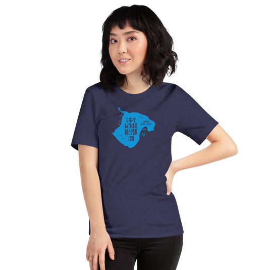 female in lake winnibigosh t-shirt
