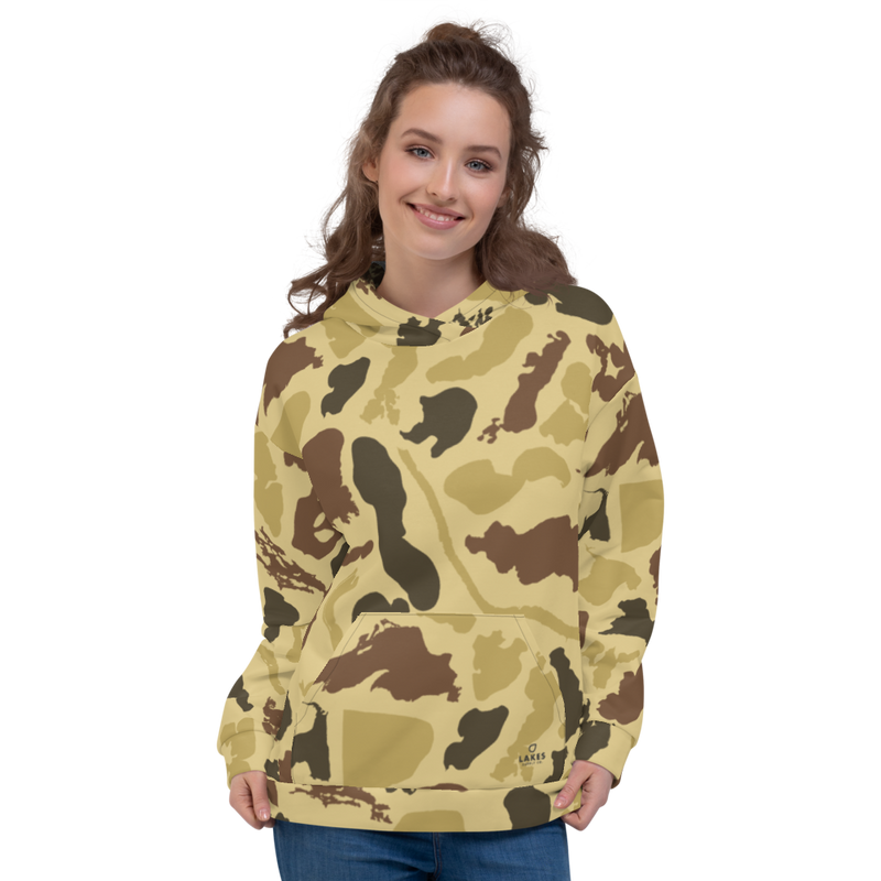 Load image into Gallery viewer, Minnesota Lake Sweatshirt Vintage Camo Camouflage - Women&#39;s Front - Lakes Supply Co.
