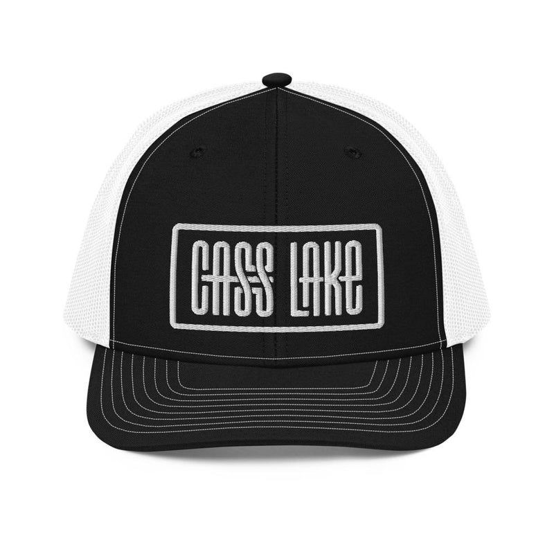 Load image into Gallery viewer, cass-lake-snapback-trucker-cap-black-white
