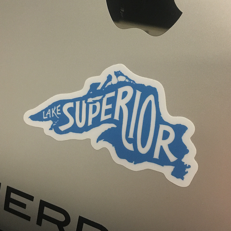 Load image into Gallery viewer, Lake Superior 3&quot; Sticker on Laptop by Lakes Supply Co.
